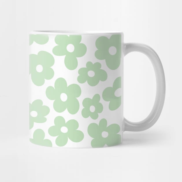 Aesthetic Light Green Flowers Retro Daisy by YourGoods